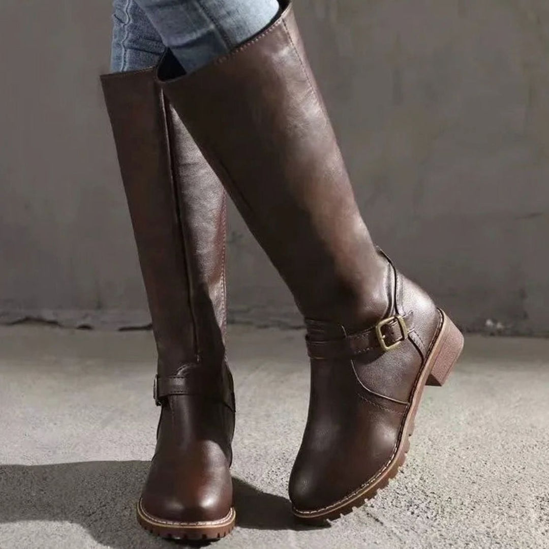 MAELYS | WOMEN'S BUCKLE KNEE HIGH RIDING BOOTS 5