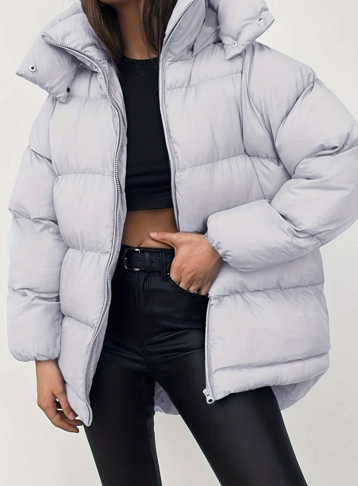 Women's Quilted Puffer Coat – Light Gray