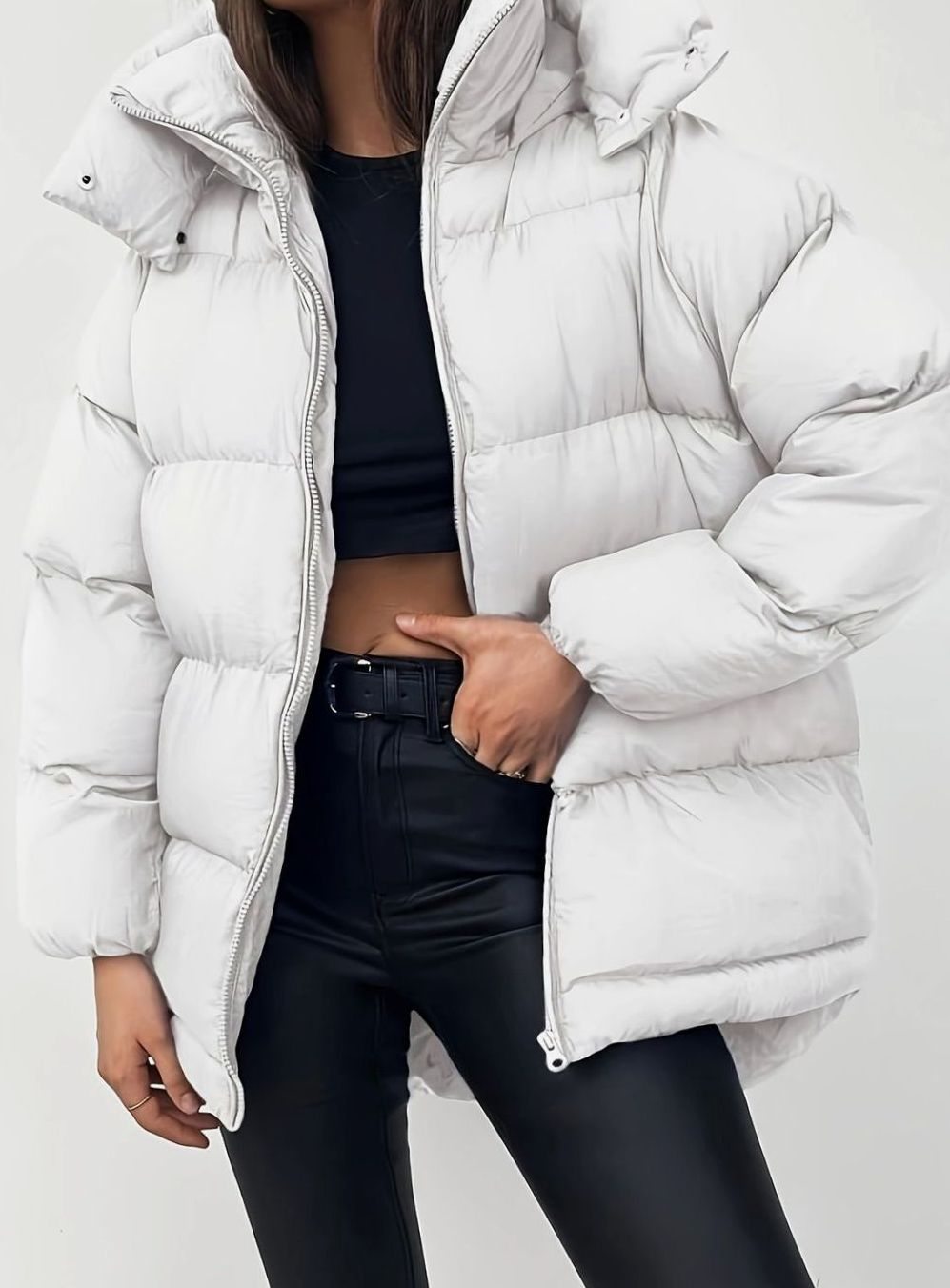 Women's Quilted Puffer Coat – White