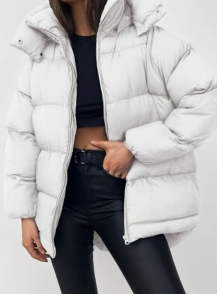 Women's Quilted Puffer Coat – White
