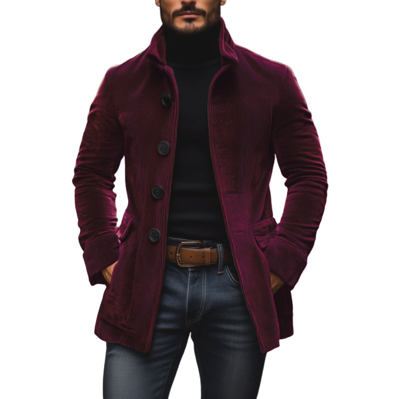 MARIUS | MEN'S CORDUROY COAT STAND COLLAR SINGLE BREASTED 5