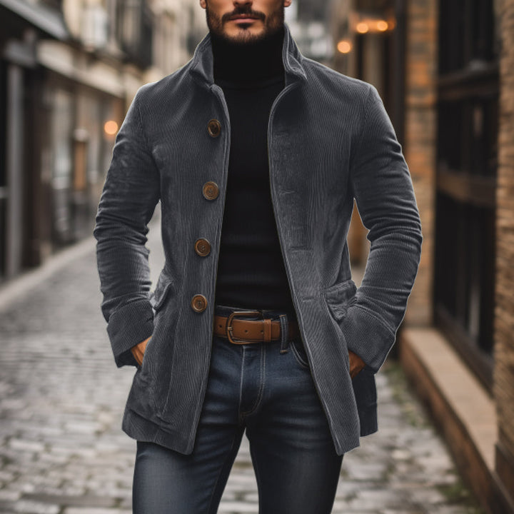 MARIUS | MEN'S CORDUROY COAT STAND COLLAR SINGLE BREASTED 6