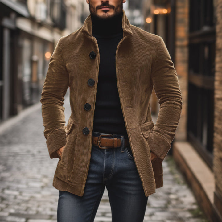 MARIUS | MEN'S CORDUROY COAT STAND COLLAR SINGLE BREASTED 7