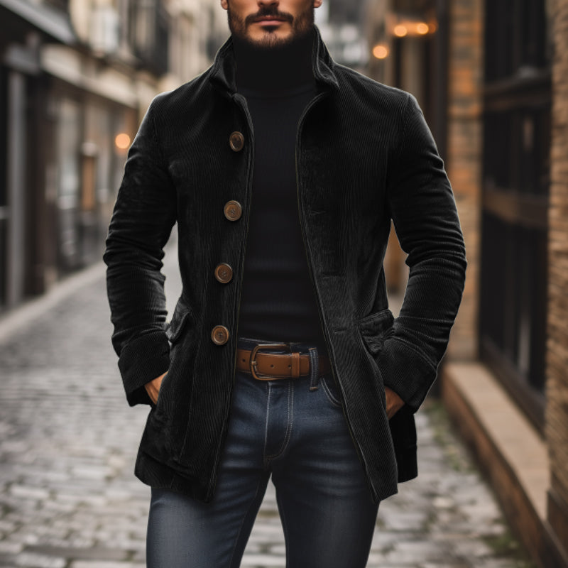 MARIUS | MEN'S CORDUROY COAT STAND COLLAR SINGLE BREASTED 8