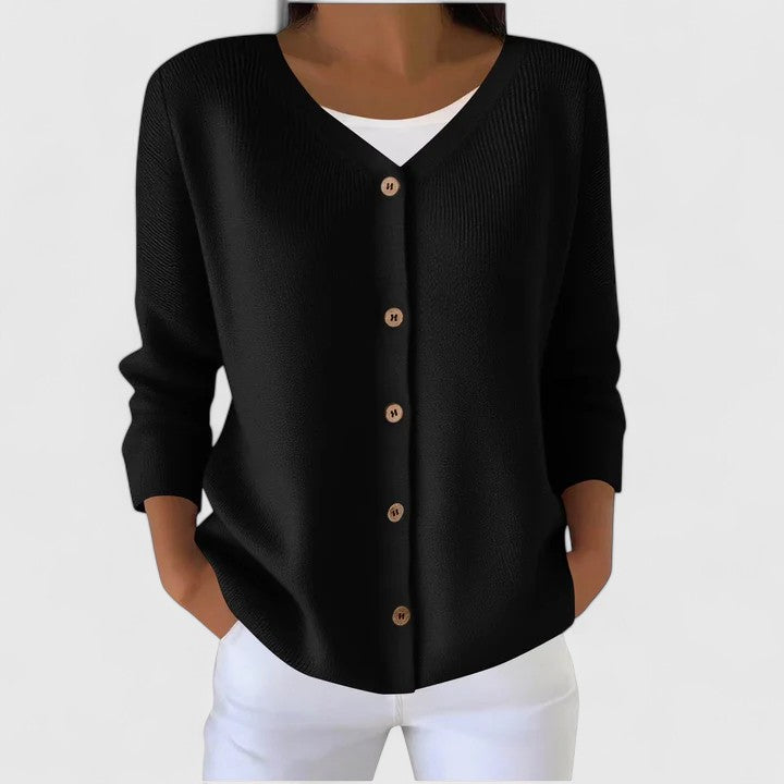 MARYVONNE | WOMEN'S V NECK BUTTON UP CARDIGAN SWEATER 1