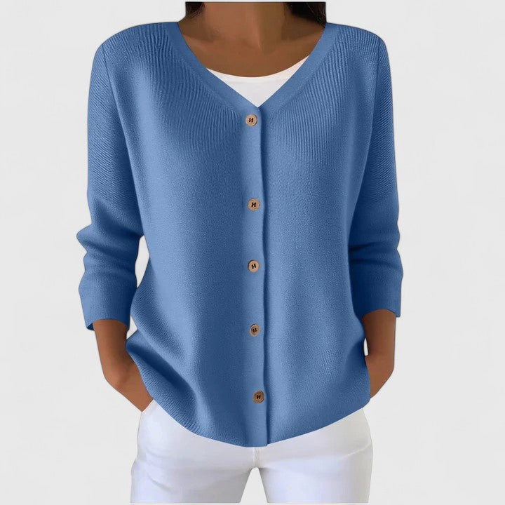 MARYVONNE | WOMEN'S V NECK BUTTON UP CARDIGAN SWEATER 2