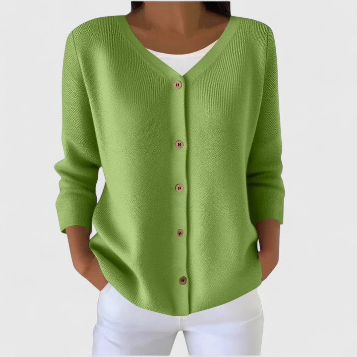 MARYVONNE | WOMEN'S V NECK BUTTON UP CARDIGAN SWEATER 3