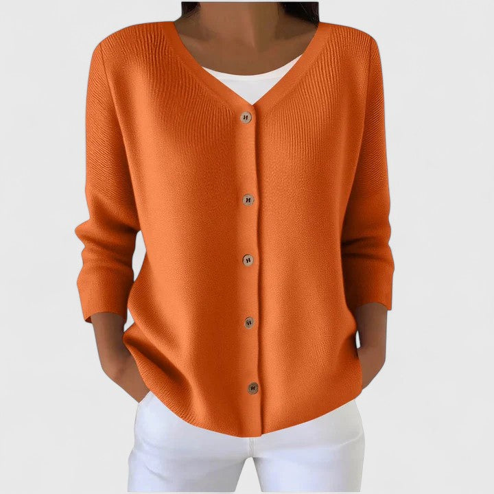 MARYVONNE | WOMEN'S V NECK BUTTON UP CARDIGAN SWEATER 4