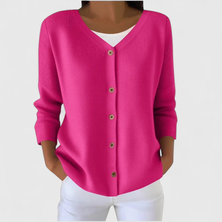 MARYVONNE | WOMEN'S V NECK BUTTON UP CARDIGAN SWEATER 5