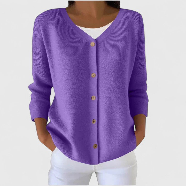 MARYVONNE | WOMEN'S V NECK BUTTON UP CARDIGAN SWEATER 6