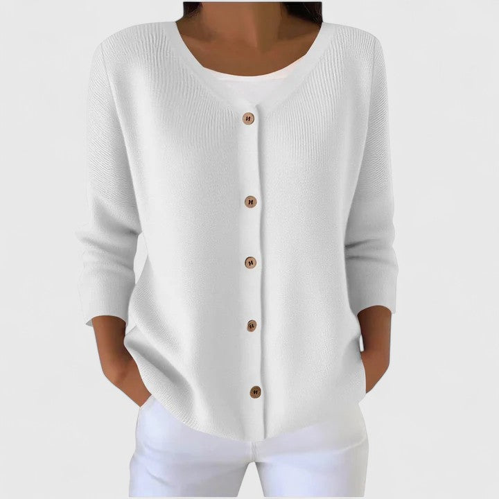 MARYVONNE | WOMEN'S V NECK BUTTON UP CARDIGAN SWEATER 8