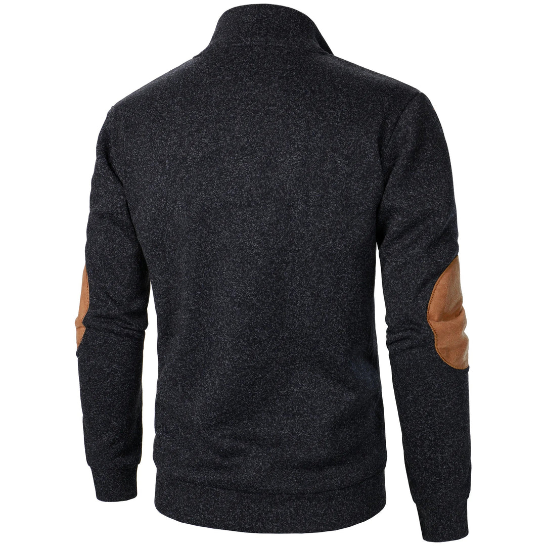 Men's Mock Neck Elbow Patch Sweater – Detail View