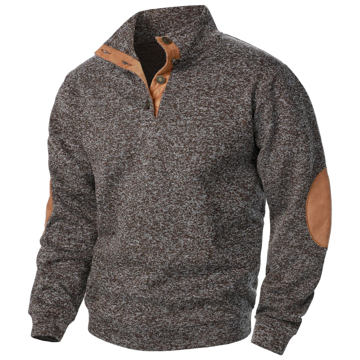 Men's Mock Neck Elbow Patch Sweater – Brown