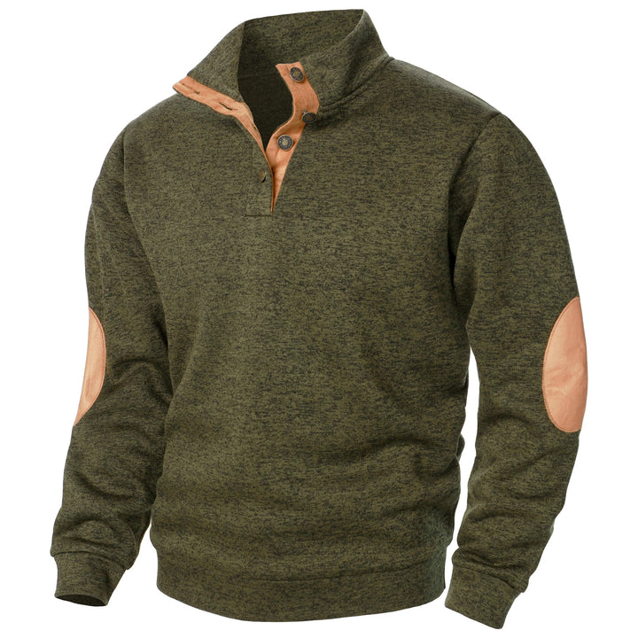 Men's Mock Neck Elbow Patch Sweater – Army Green