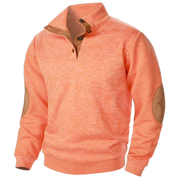Men's Mock Neck Elbow Patch Sweater – Orange