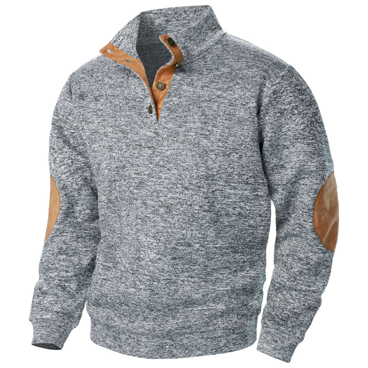 Men's Mock Neck Elbow Patch Sweater – Gray