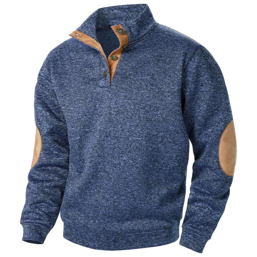 Men's Mock Neck Elbow Patch Sweater – Navy
