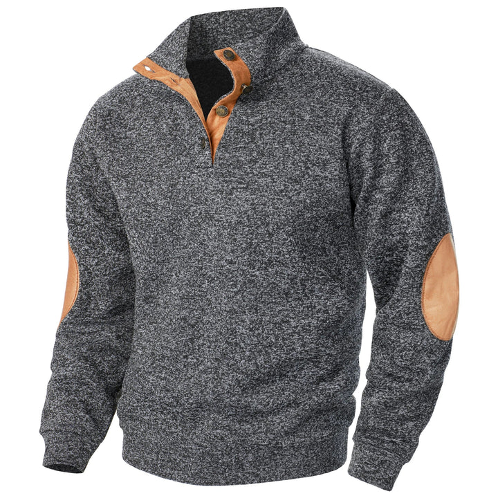Men's Mock Neck Elbow Patch Sweater – Charcoal Gray