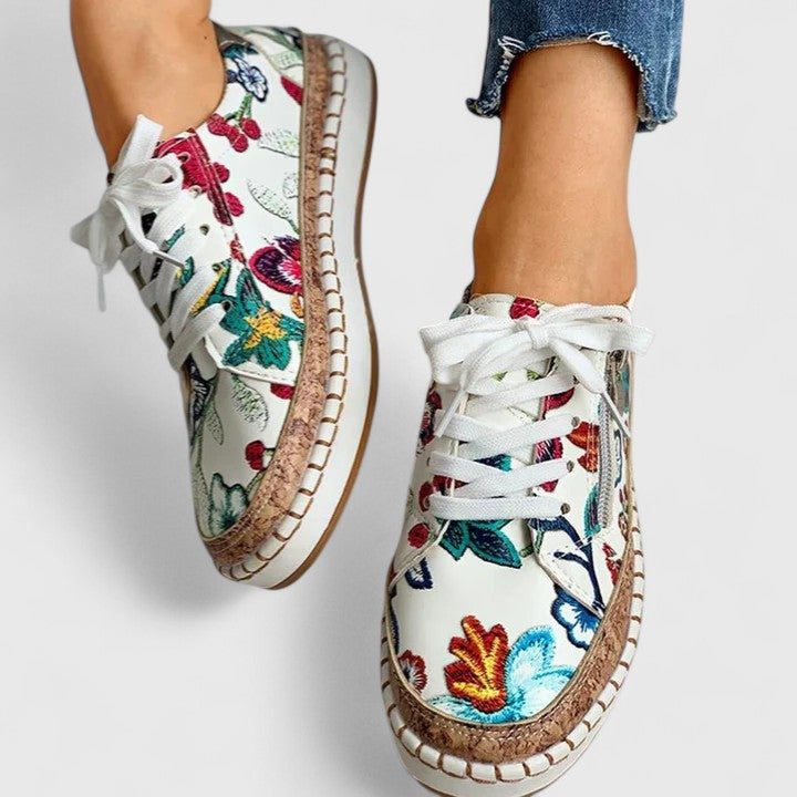 MELISANDE | WOMEN'S FLORAL SNEAKERS ESPADRILLE LACE UP 5