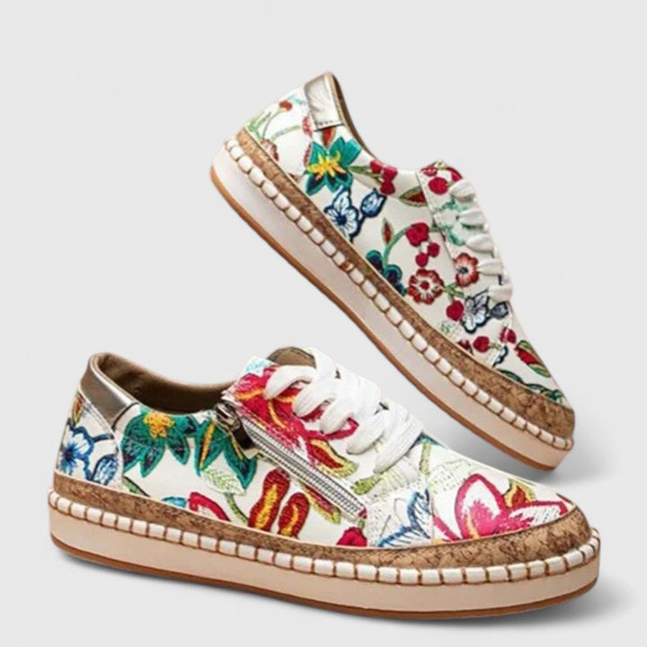MELISANDE | WOMEN'S FLORAL SNEAKERS ESPADRILLE LACE UP 6