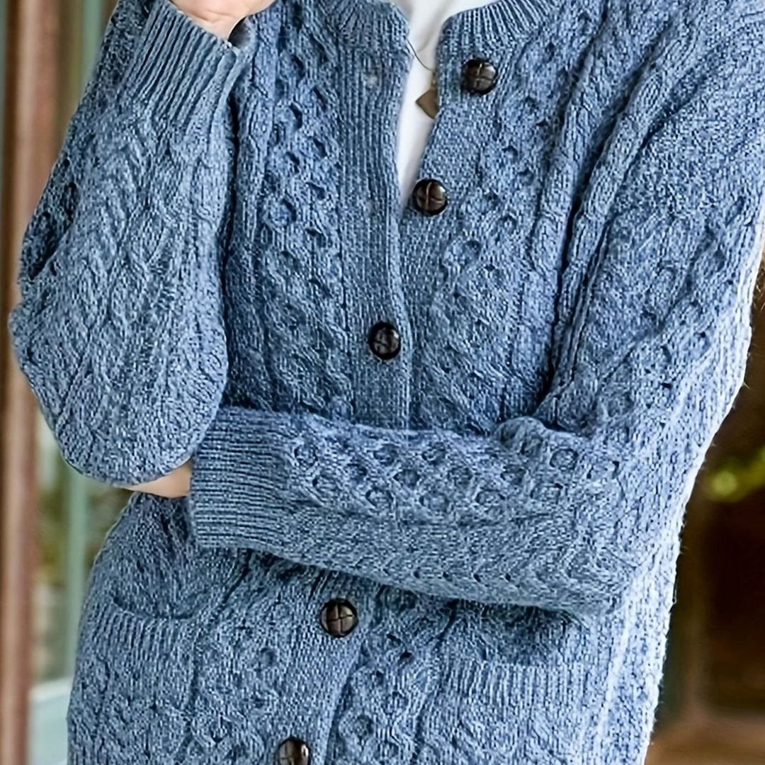 Women's Cable Knit Cardigan Sweater – Blue