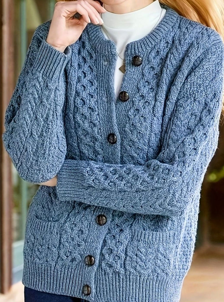 Women's Cable Knit Cardigan Sweater – Detail View