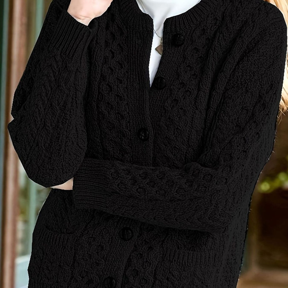 Women's Cable Knit Cardigan Sweater – Black