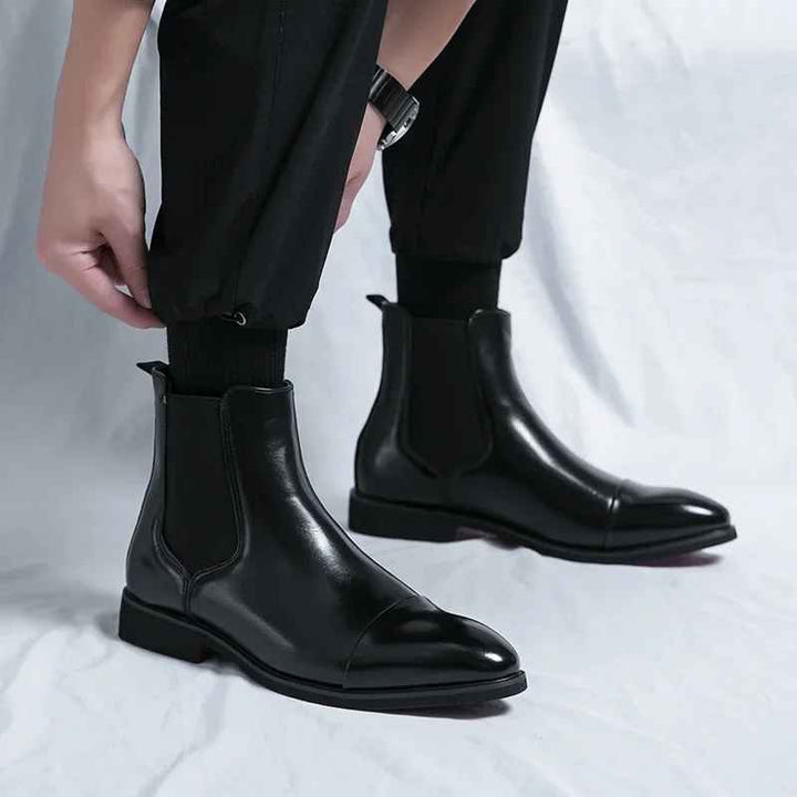 MERRICK - CAP TOE LEATHER CHELSEA BOOTS 10