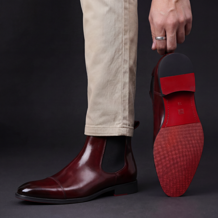 MERRICK - CAP TOE LEATHER CHELSEA BOOTS 6