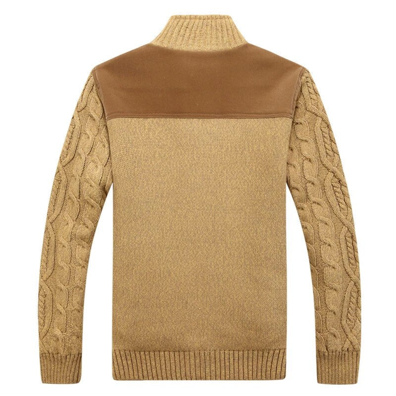 MICO | MEN'S SHERPA FLEECE LINED CARDIGAN CABLE KNIT 4