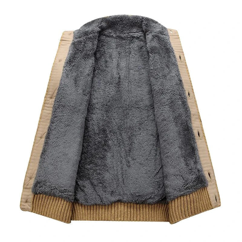 MICO | MEN'S SHERPA FLEECE LINED CARDIGAN CABLE KNIT 5