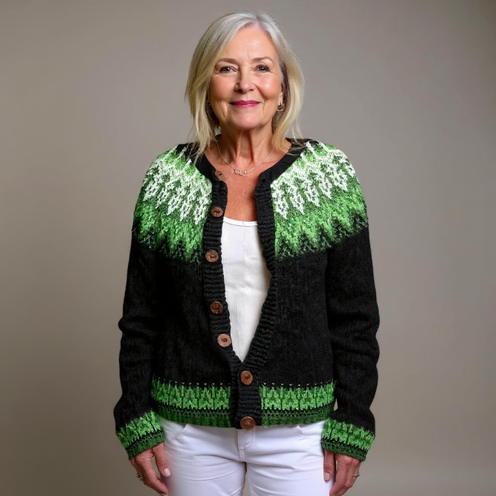 MIRA | WOMEN'S FAIR ISLE CARDIGAN SWEATER WOOL KNIT PATTERNED 3
