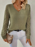 MIREILLE - V-NECK POINTELLE SWEATER