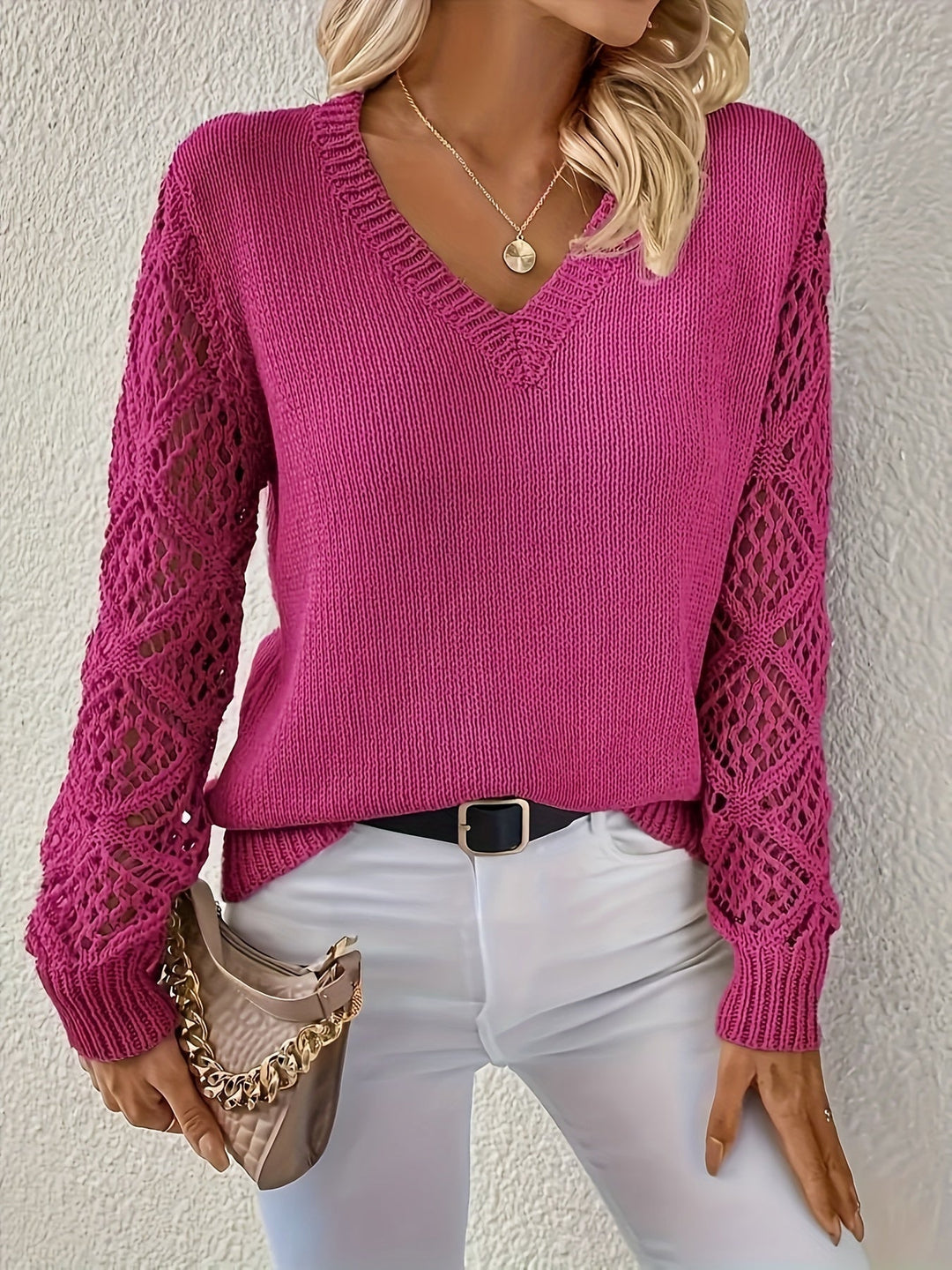 MIREILLE - V-NECK POINTELLE SWEATER 11