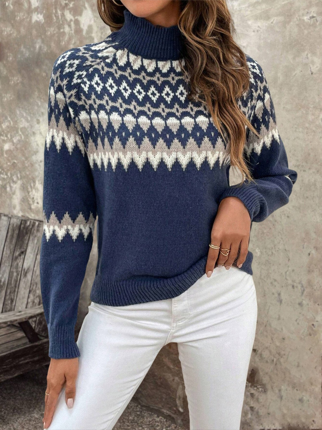 MYRIAM | WOMEN'S FAIR ISLE SWEATER TURTLENECK KNIT PULLOVER PATTERNED 3