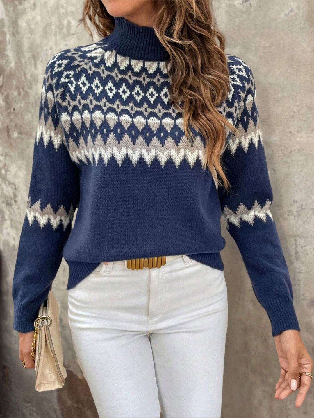 MYRIAM | WOMEN'S FAIR ISLE SWEATER TURTLENECK KNIT PULLOVER PATTERNED 4