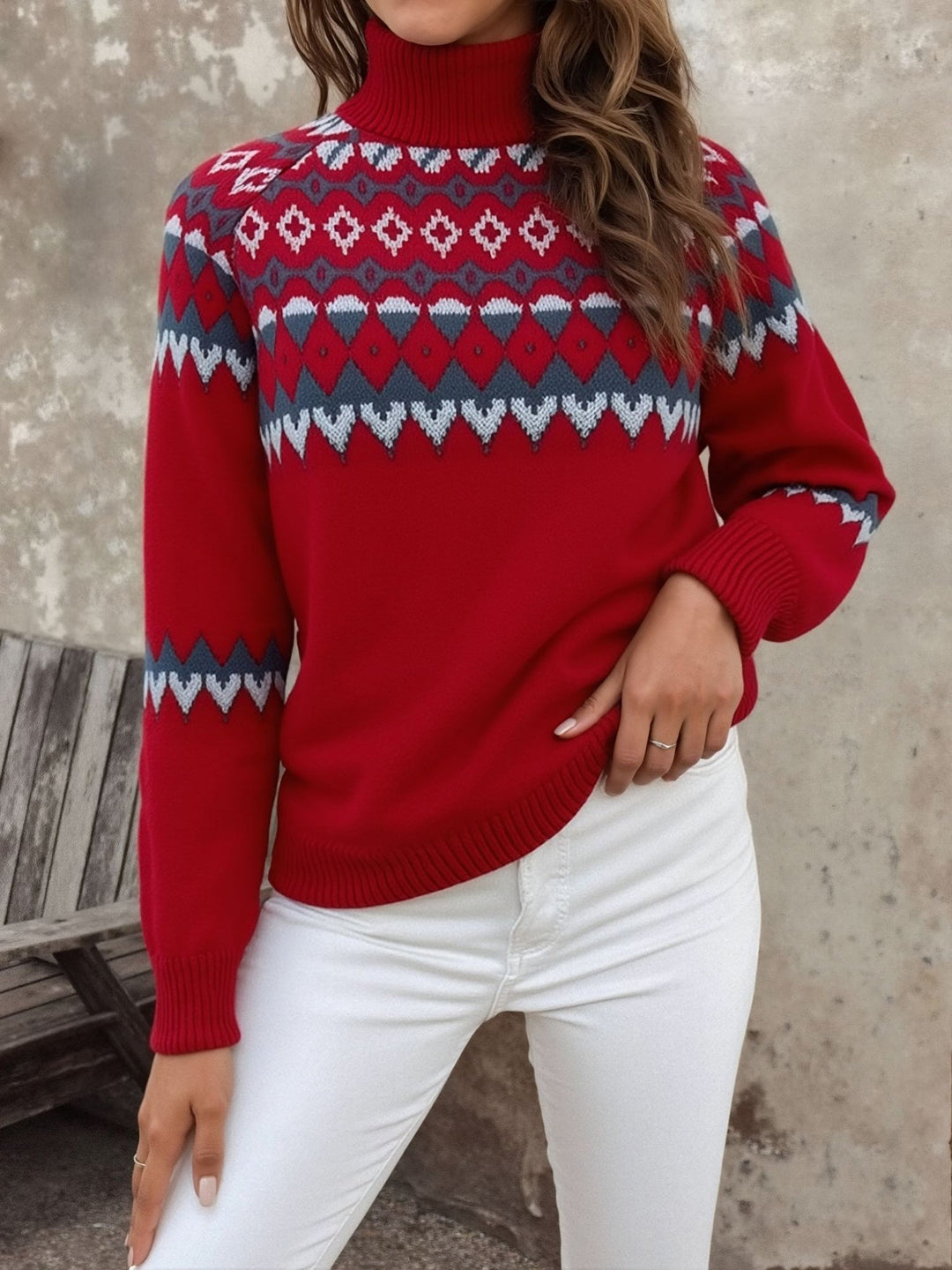 MYRIAM | WOMEN'S FAIR ISLE SWEATER TURTLENECK KNIT PULLOVER PATTERNED 7