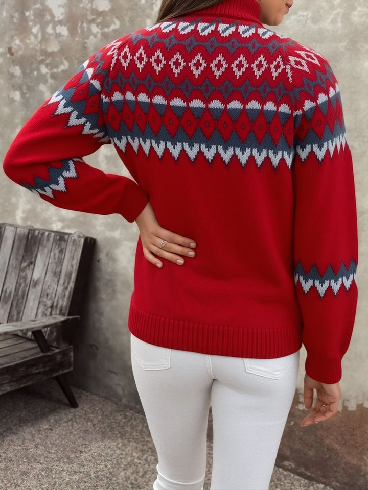 MYRIAM | WOMEN'S FAIR ISLE SWEATER TURTLENECK KNIT PULLOVER PATTERNED 8