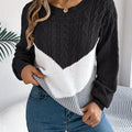 MYRTILLE | WOMEN'S COLOR BLOCK CABLE KNIT SWEATER