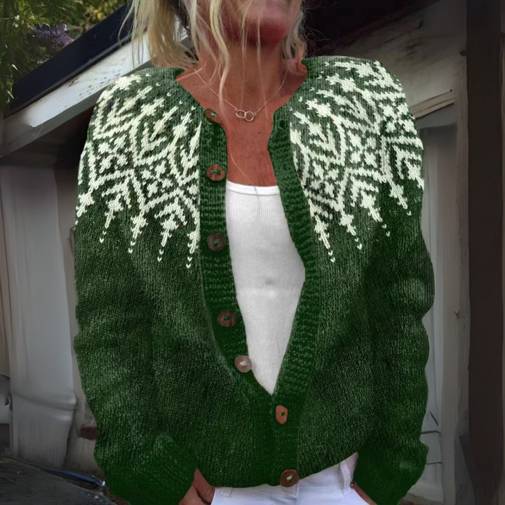 NADIA | WOMEN'S FAIR ISLE CARDIGAN SWEATER WINTER KNIT BUTTON 1
