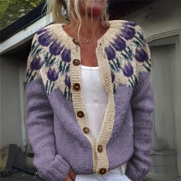 NELL | WOMEN'S FAIR ISLE CARDIGAN SWEATER WOOL KNIT PATTERNED 1