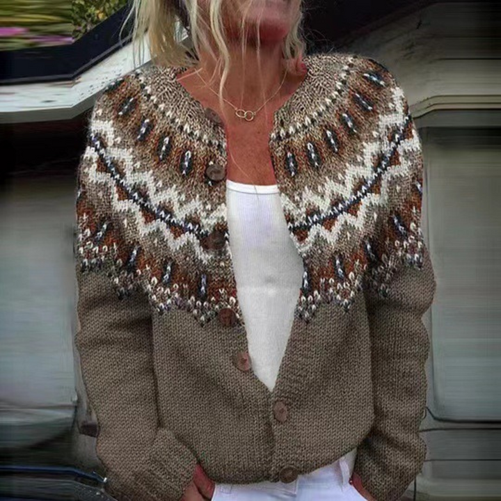 NESSA | WOMEN'S FAIR ISLE CARDIGAN SWEATER CHRISTMAS KNIT BUTTON 1