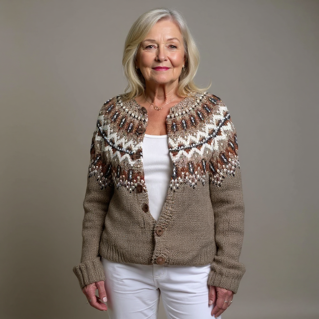 NESSA | WOMEN'S FAIR ISLE CARDIGAN SWEATER CHRISTMAS KNIT BUTTON 3