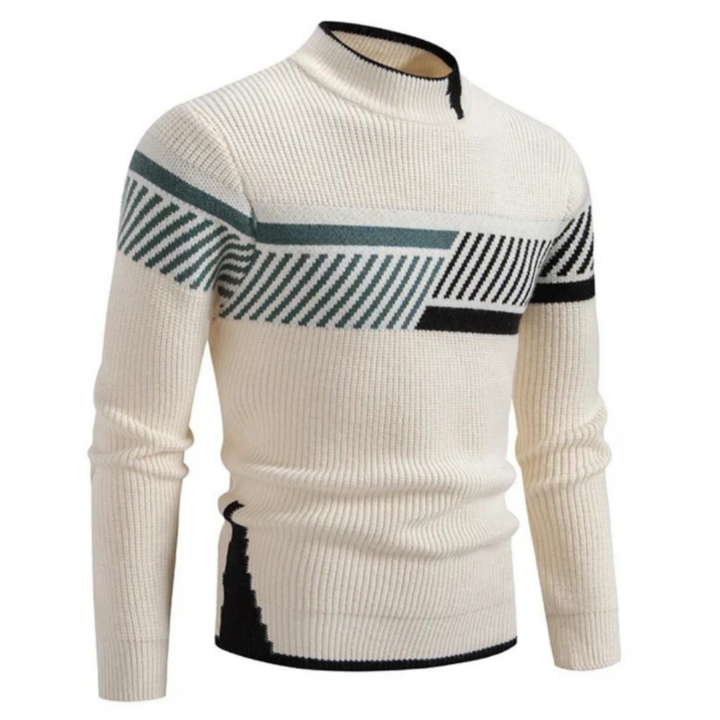 Men's Color Block Mock Neck Sweater – Detail View