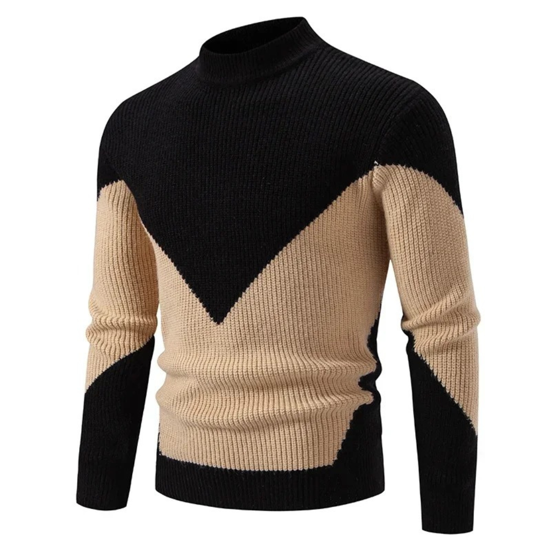 Men's Color Block Mock Neck Sweater – Black Diamond