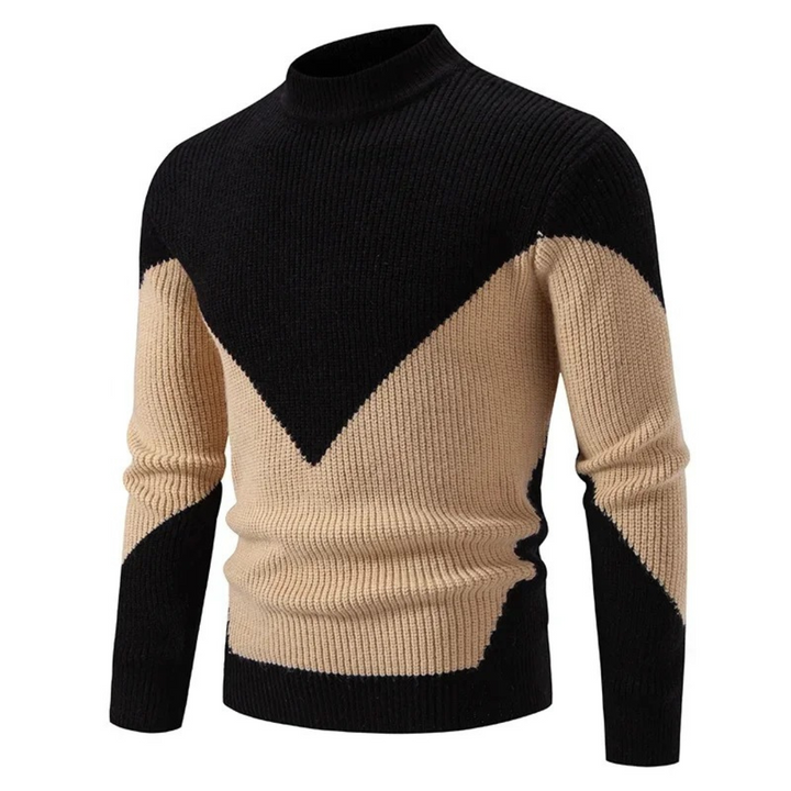 Men's Color Block Mock Neck Sweater – Black Diamond