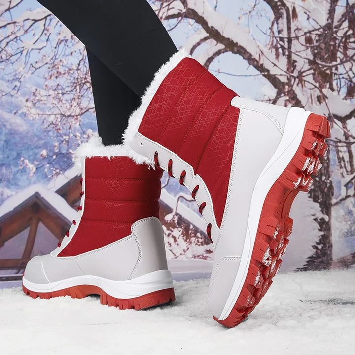 Women's Warm Waterproof Winter Boots – Red
