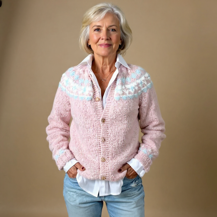 NIKA | WOMEN'S SNOWFLAKE FAIR ISLE CARDIGAN SWEATER CHRISTMAS KNIT 3