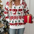NOELIE | WOMEN'S CHRISTMAS HOODED ZIP CARDIGAN REINDEER FAIR ISLE KNIT