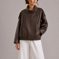 Noemie | Women's Faux Leather Bomber Jacket